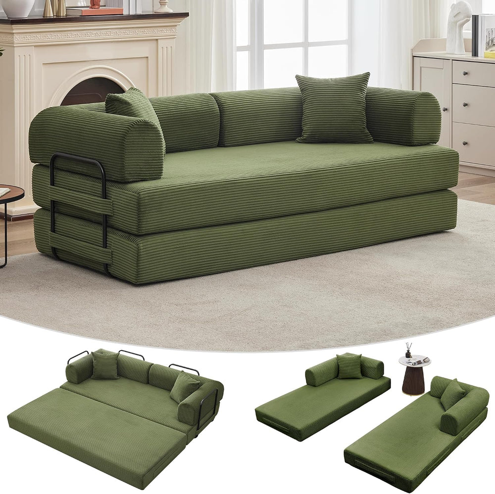 GarveeHome 79" Convertible Sleeper Sofa Bed Couch, 4-in-1 Corduroy Foldi...