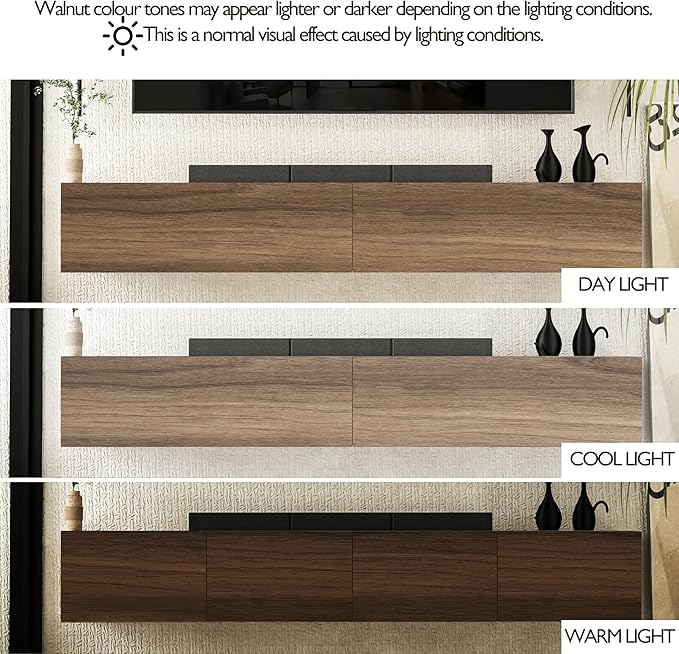 Atelier Mobili Floating TV Stand - Wall Mounted TV Stand for 75 Inch TV - Floating TV Shelf - Modern TV Stands for Living Room - Sleek Entertainment Center Design (Walnut, 2 Doors)