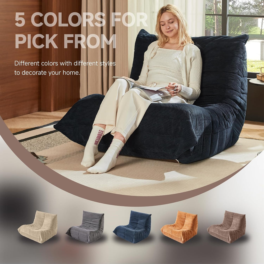 Bean Bag Chair for Adults,Bean Bag Chairs with High Density Comfortable Memory Foam,Giant Lazy Sofo Fireside Bean Bag Chair, for Living Room, Bedroom, Reading & TV (Bule)