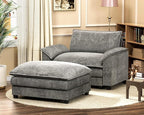 Homall 40" Modular Sectional Sofa, Single Sofa Couch with Reversible Ottoman, DIY Combination Chenille Deep 1-Seat Cloud Couch for Living Room, Apartment (Light Grey, Single Sofa Chair)
