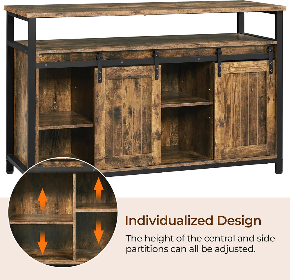 Yaheetech Farmhouse TV Stand for 55 Inch, Sliding Barn Door, Rustic Brown | S...