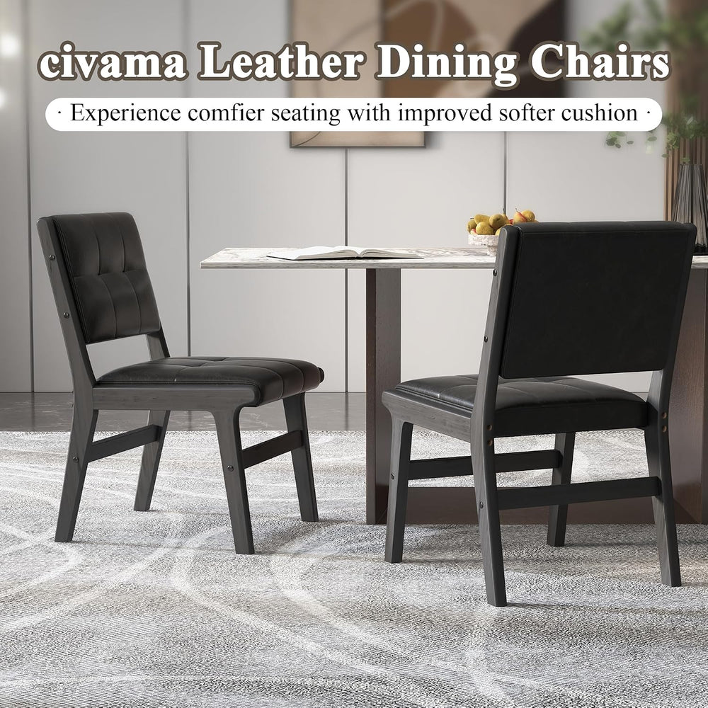 civama Faux Leather Dining Chairs Set of 6, Dining Room Armless Kitchen Chair...