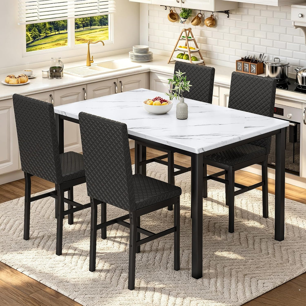 DKLGG Dining Table Set for 4 Kitchen Table and Chairs Set of 4 Faux Marble Di...
