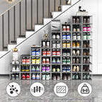 10 Pack Hard Sturdy Thickened Rigid XX Large Shoe Storage Organizer for Closet, Clear Stackable Sneaker Shoe Boxes Rack Containers Display Case Bins with Lids, Black Clear02