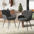 VKNOW Modern Dining Chairs Set of 2, Upholstered Dining Room Chair with Armrest, Kitchen Chairs with Curved Ergonomics Backrest for Living Room, Dining Room, Kitchen, Dark Grey