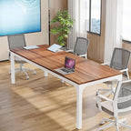 Tribesigns 6.5FT Conference Table, 78.7 Inche Rectangle Meeting Seminar Table, Large Business Tables for 6-8 People (Only Table) (Walnut+White)