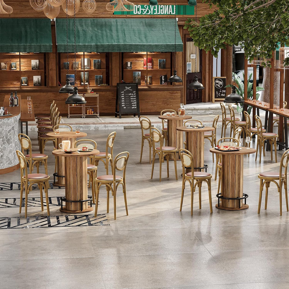 Tribesigns Round Dining Table, Bar Height Commercial Kitchen Table with Wood ...