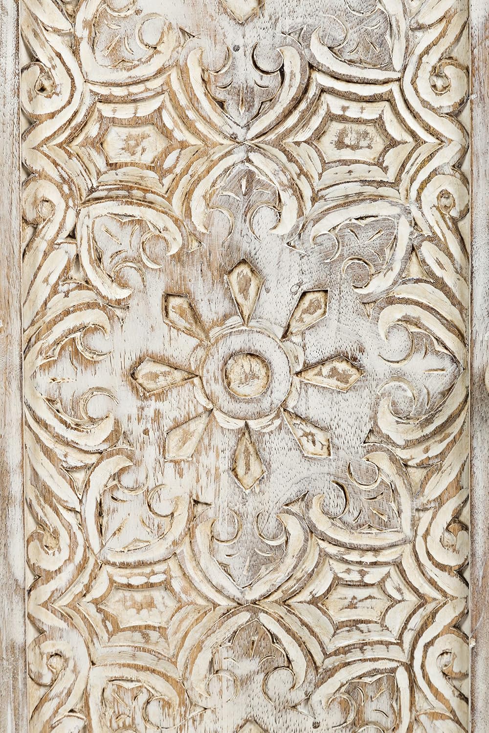 Jofran Global Archive Hand Carved Accent Chest Cabinet, 32', Weathered White
