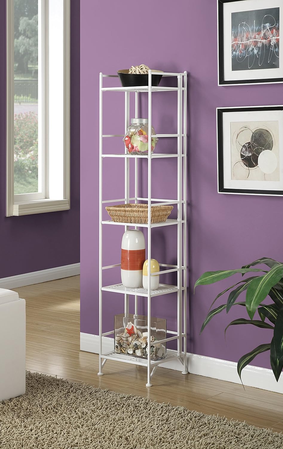 Convenience Concepts Xtra Storage Shelves - 5-Tier Folding Metal Storage Shel...