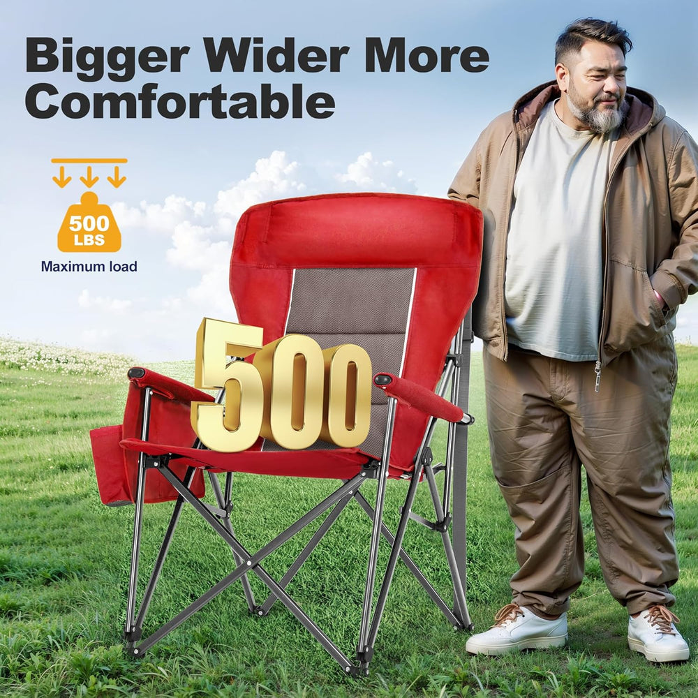 LET'S CAMP Oversized 29.52" High Back Camping Chairs Heavy Duty Lawn...