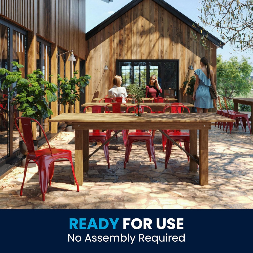 Flash Furniture Hercules Series 7' x 40" Rustic Solid Pine Folding D...