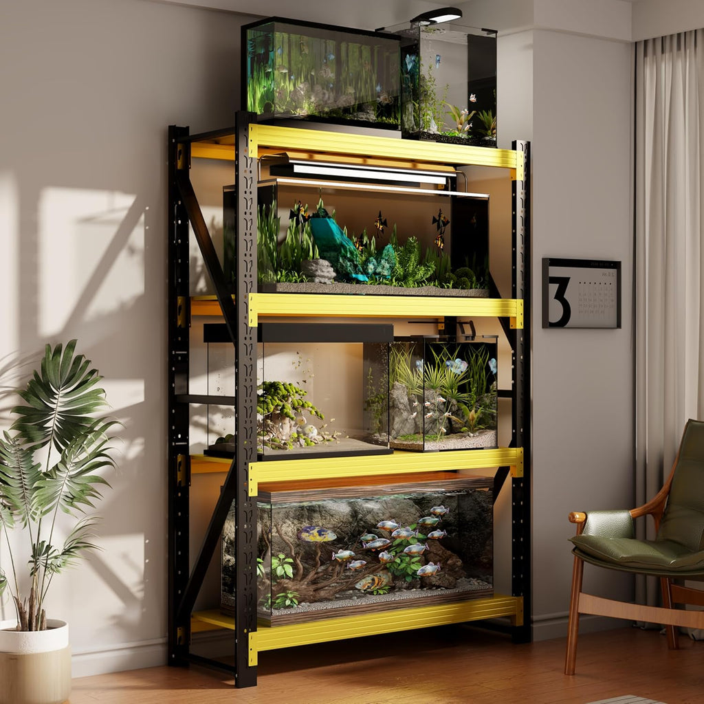 32" W Garage Shelving,4-Tier Heavy Duty Storage Shelves Unit with Adjustable Metal Shelf for Warehouse,Basement,Workshop,3200LBS,32" W x 20" D x 79" H,Black&Yellow