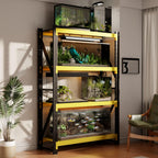 32" W Garage Shelving,4-Tier Heavy Duty Storage Shelves Unit with Adjustable Metal Shelf for Warehouse,Basement,Workshop,3200LBS,32" W x 20" D x 79" H,Black&Yellow