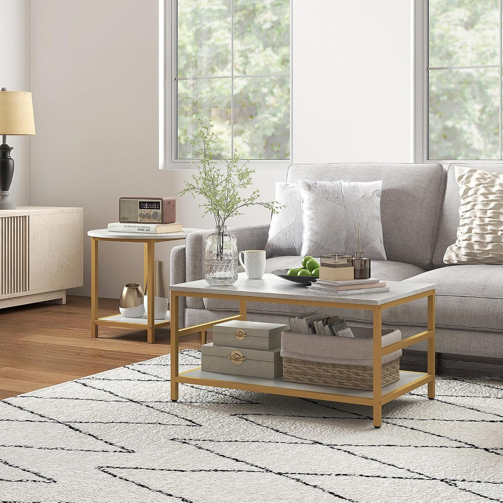 Brilluxa Coffee Table Set, 2-Piece Cocktail Table and Living Room Table Set w...