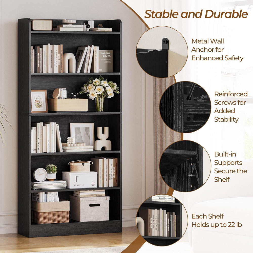 Yaheetech 6-Tier Open Bookcase and Bookshelf, Modern Simple Floor Standing Di...
