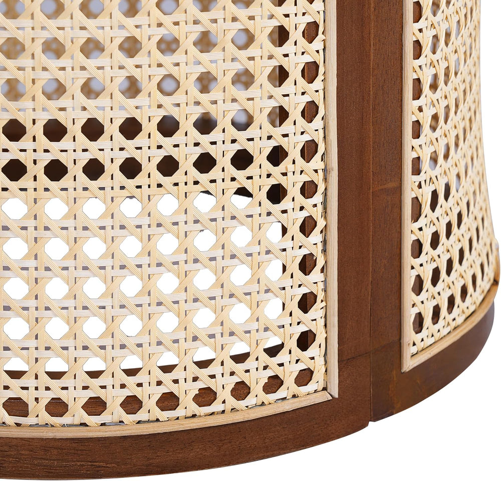 ø15.7'' Round Rattan Side Table End Table, Hollow Woven Nightstand wi...