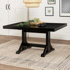 Walker Edison 6 to 8 Person Wood Modern Farmhouse Expandable Dining Room Table with Leaf Kitchen Dining Chairs, 60 Inch, Antique Black