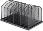 Huron 8-Slot Vertical File Binder Organizer Storage, Black Steel Mesh