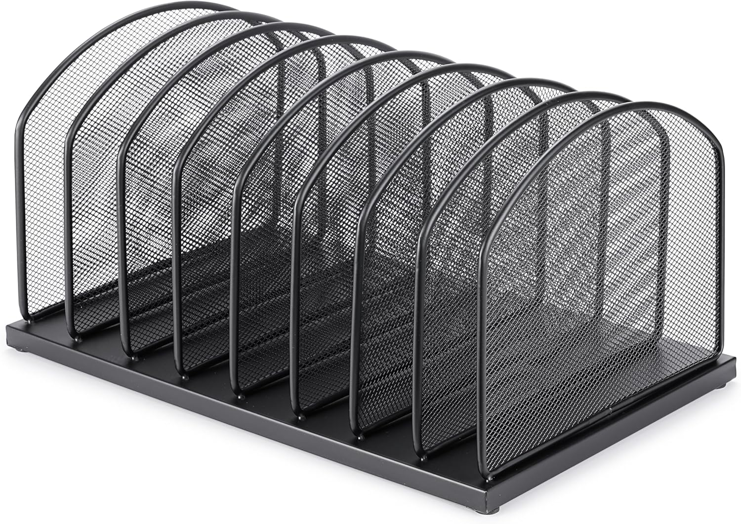 Huron 8-Slot Vertical File Binder Organizer Storage, Black Steel Mesh