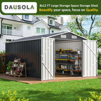 8x12 FT Outdoor Storage Shed, Metal Garden Tool Shed with Updated Frame Structure and Lockable Doors, Ideal for Backyard Garden Patio Lawn, Grey