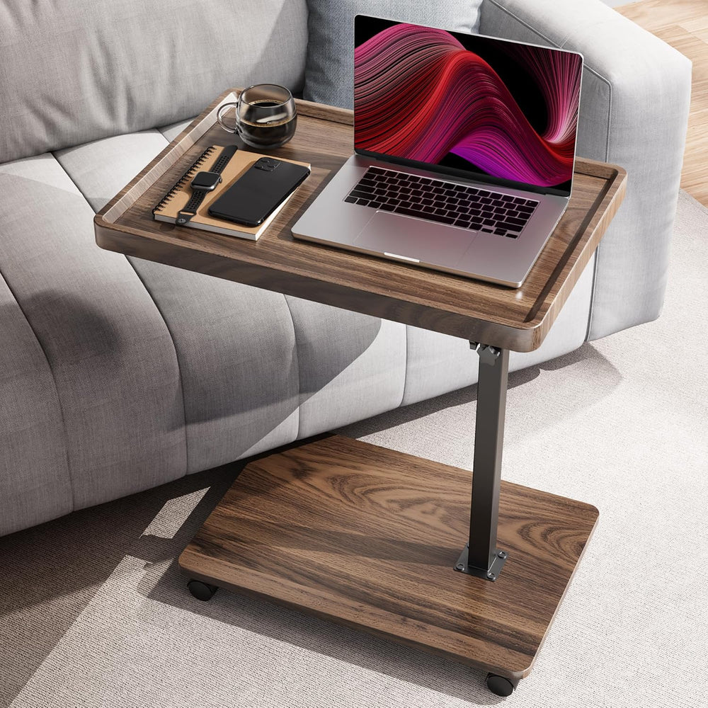 Large C-Shaped End Table, Swivel TV Tray, Couch Side Table Wood | Adjustable ...