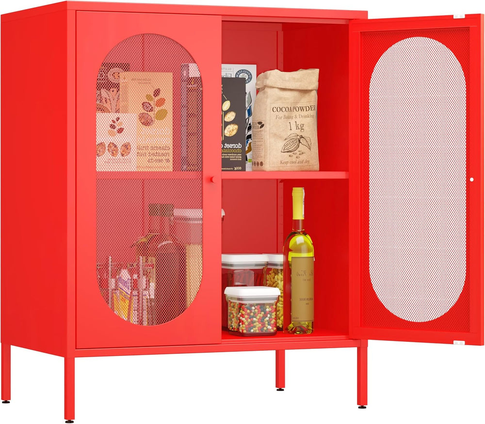 2 Door Accent Cabinet,Metal Storage Cabinet with Adjustable Shelf,Buffet Side...