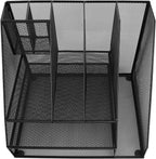 Hyuduo Office Desk Organizer, Black Iron Mesh 3 Tier Paper Letter Tray with 2 Pen Holders and File Rack Metal Structure for Office and Home Desk Organization