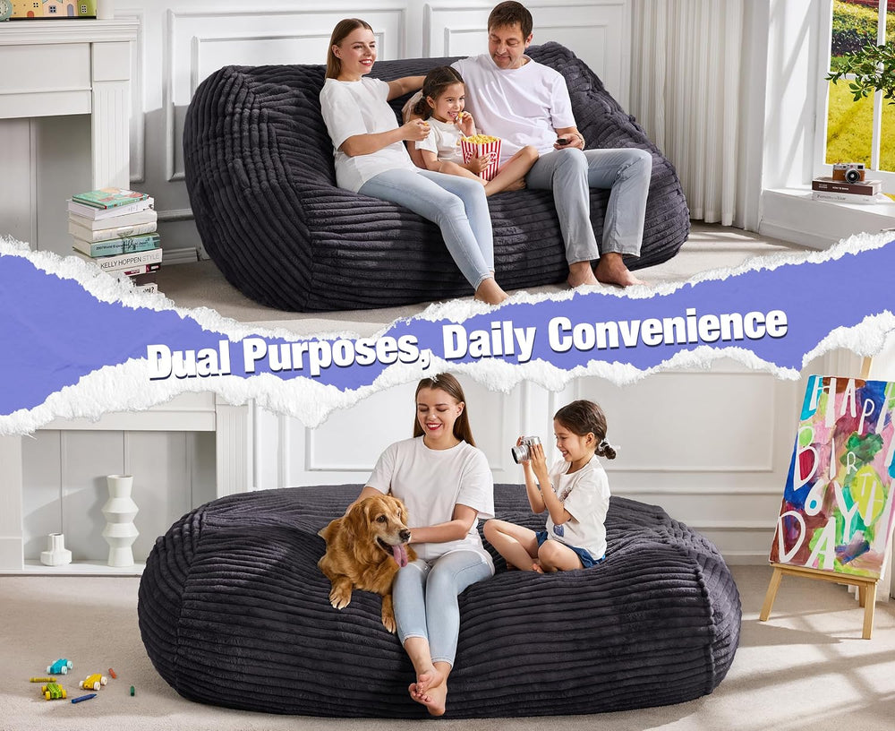 Hobestluk 6FT Bean Bag Chairs Adult Bean Bag with Portable Handle Comfy Large...