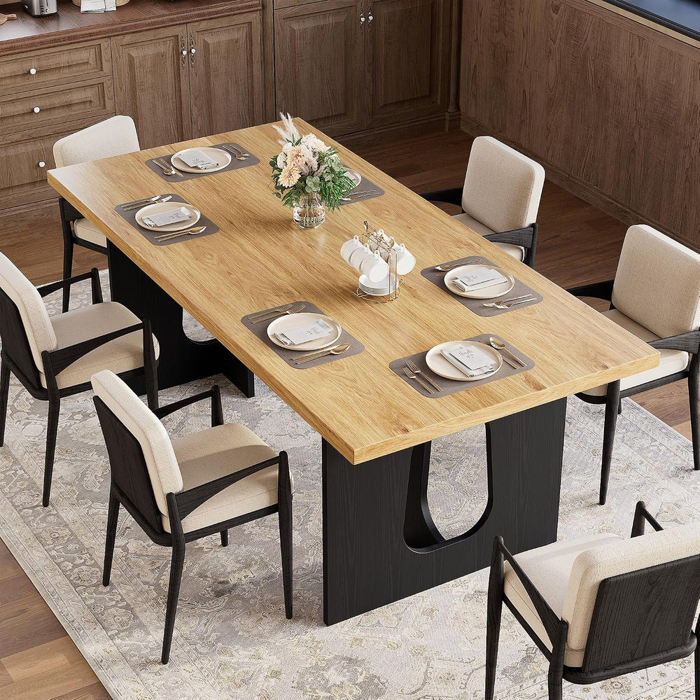 GarveeHome Dining Table for 6-8 People - 71" Modern Long Kitchen Table w...