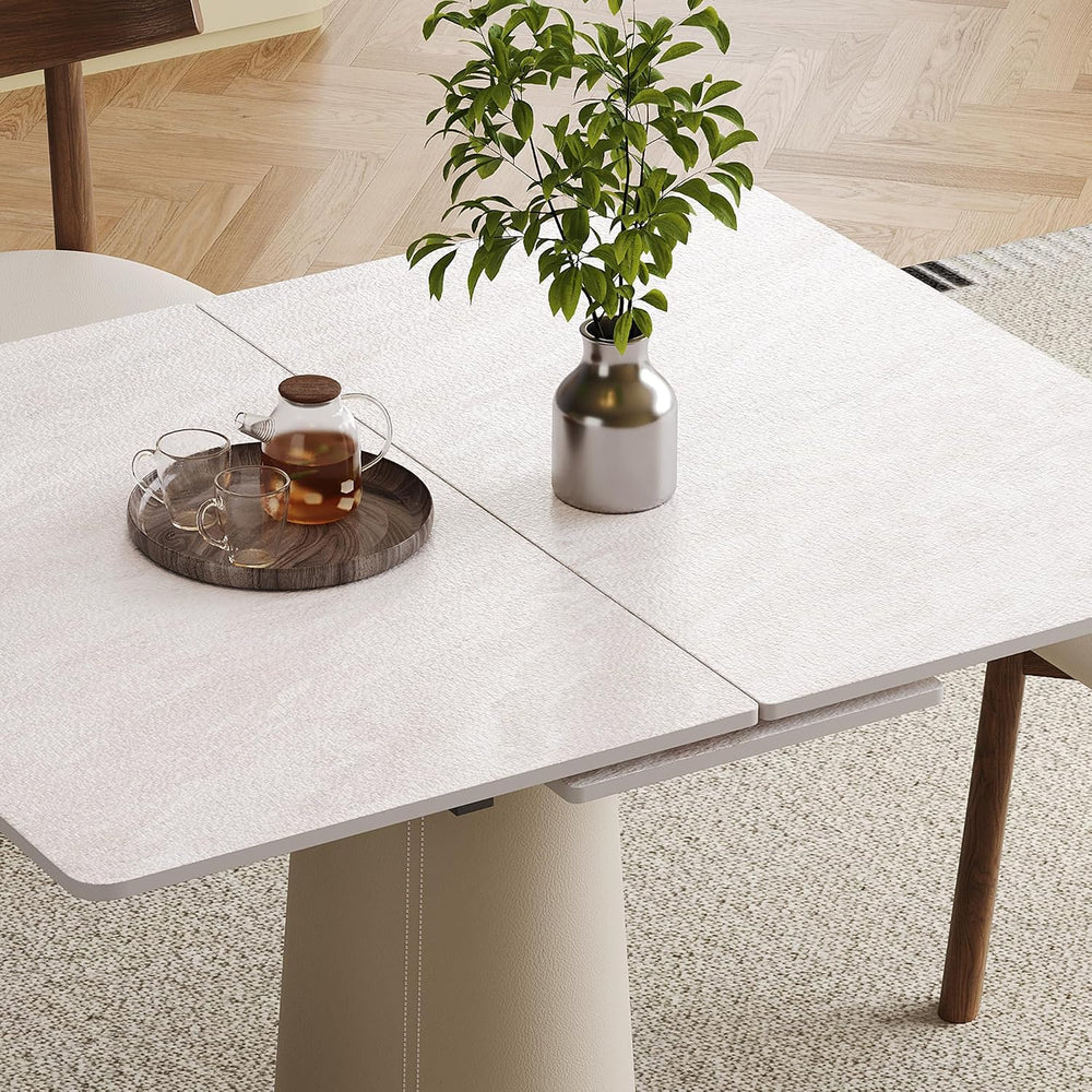 47.2" Retractable Rock Slab Folding Dining Table, Modern Expandable Kitc...