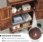 ACCOHOHO Over The Toilet Storage Cabinet, Farmhouse Bathroom Cabinet with Adjustable Shelf & Barn Door, 67" Tall Over The Toilet Shelf, Brown