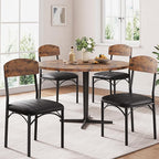 Dining Chairs Set of 4 - Upholstered Dining Room Chairs with PU Leather, Industrial Kitchen Chairs with Wooden Backrest and Thickened Metal Legs, for Dining Room, Living Room (Vintage)