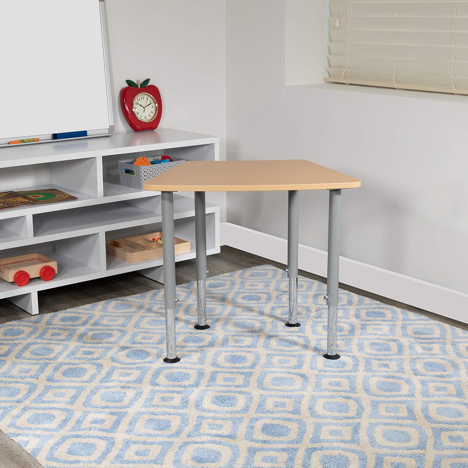 Flash Furniture Billie Hex Natural Collaborative Student Desk (Adjustable from 22.3" to 34") - Home and Classroom