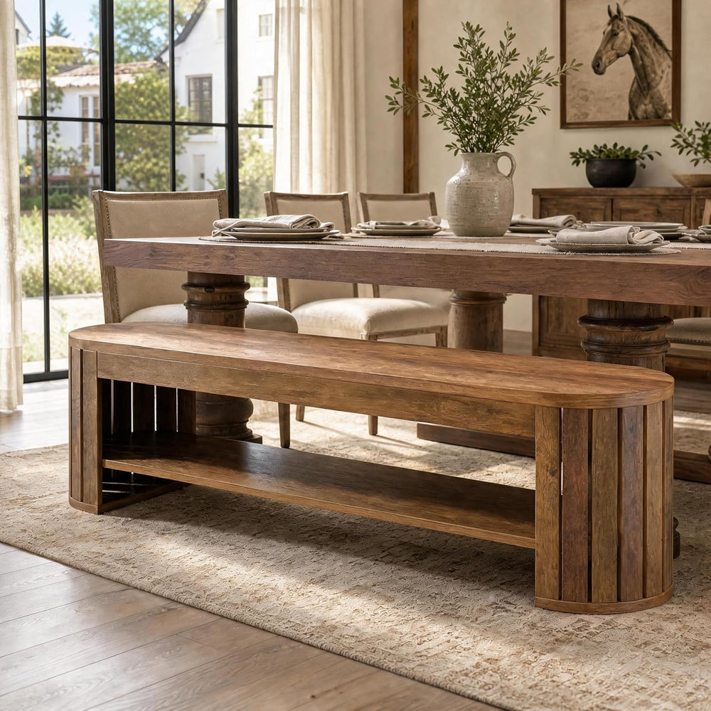 Tribesigns 63'' Shoe Storage Bench,Wooden Narrow 2-Tier Entryway Benc...