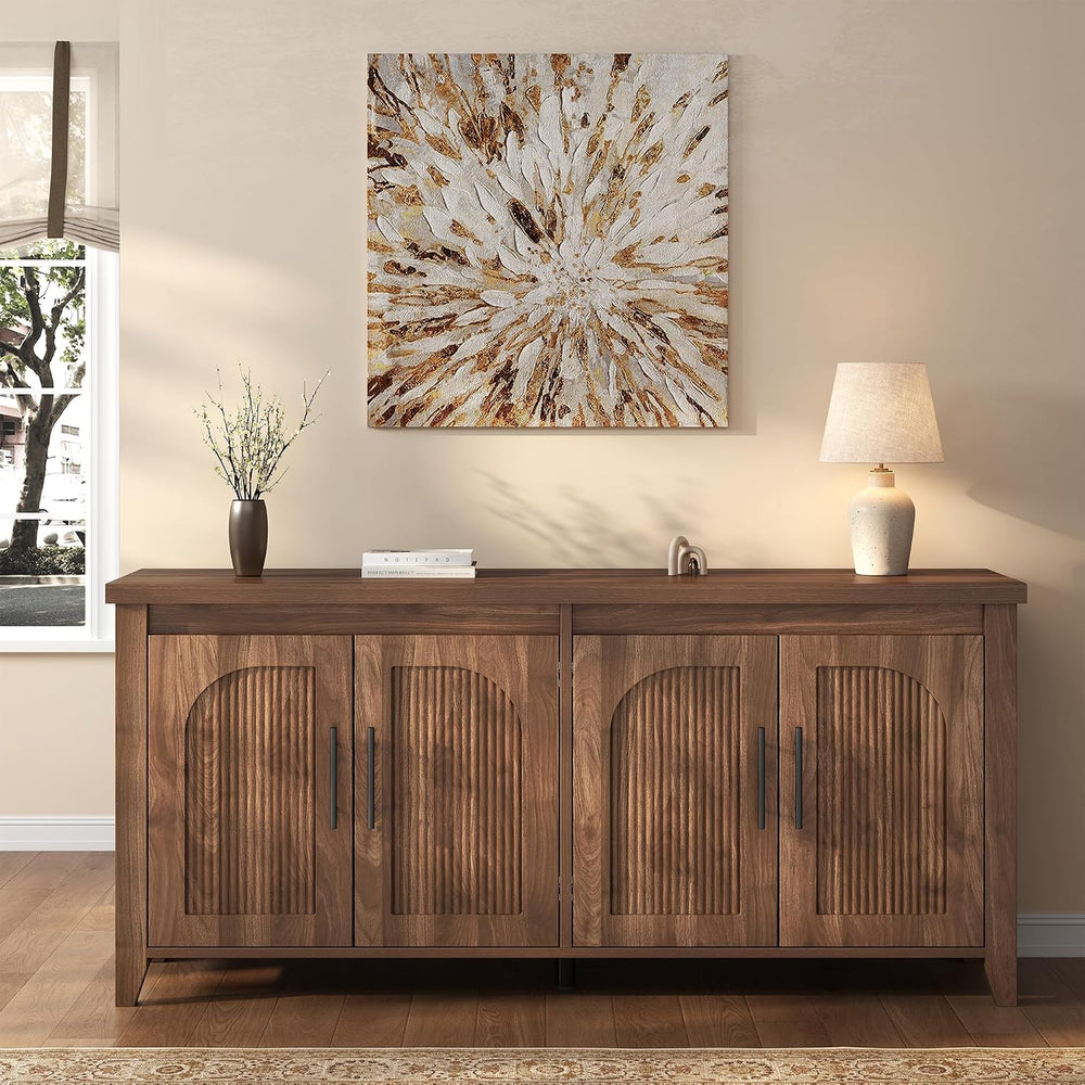 knoworld Modern Buffet Cabinet with Storage, 63" Fluted Sideboard Cabine...