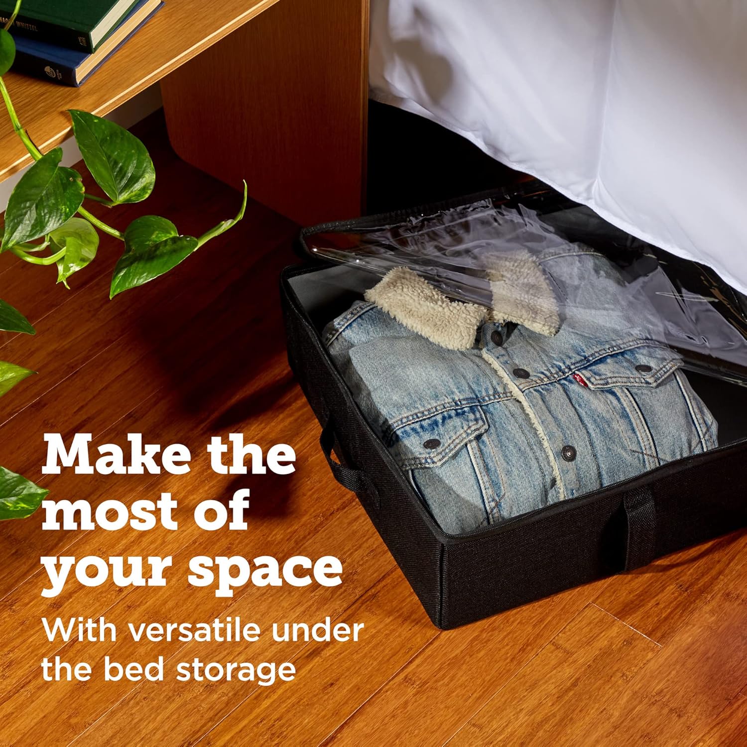 storageLAB Under Bed Storage Containers, Closet Organizers and Storage Bins, 2 Pack Underbed Clothes Storage Organizer with Sturdy Handles for use Under the Bed, End of Bed, Bed Accessories, Comforter