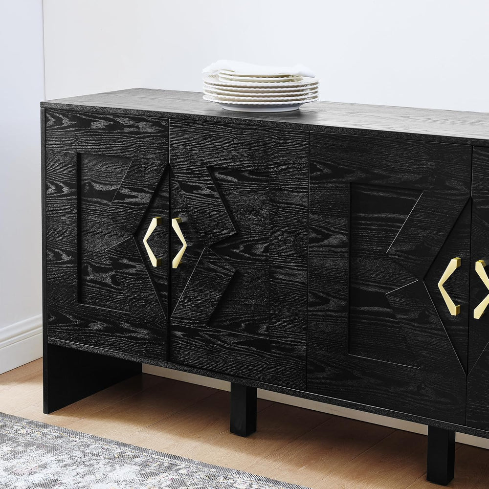 LKTART 60" Black Sideboard Buffet Cabinet,Modern Accent Credenza Storage...