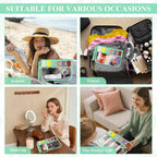 Snack Bag for Travel & Makeup - Clear Chenille Letter Zipper Pouch, Waterproof Cosmetic Tote Bag for Women & Girls (Green)