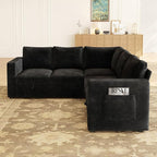 83.5" Sectional Sleeper Sofa with Pull Out Couch, Modern 5 Seat L Shaped Modular Couch, Sectionals Modular Sofa with Storage, Comfy Sectional Couches for Living Room & Apartment, Black