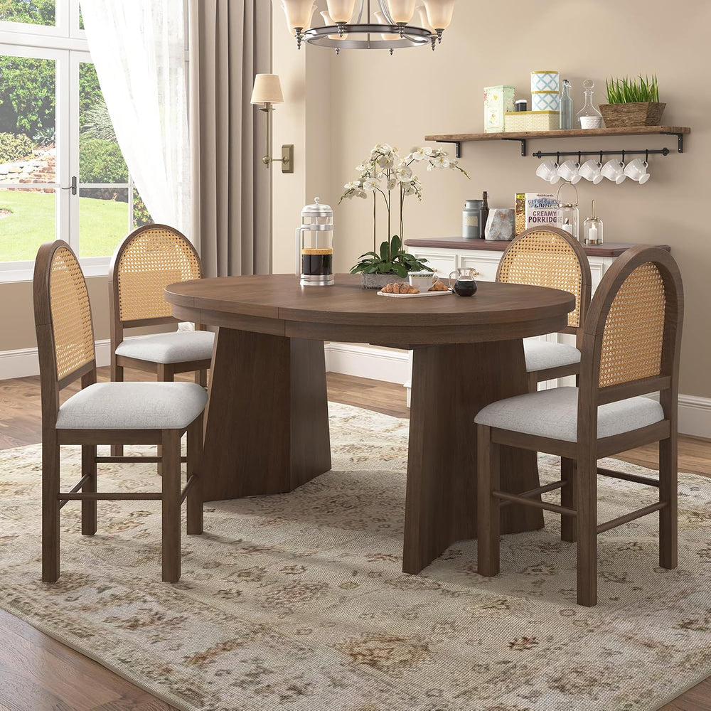 Harper & Bright Designs 5-Piece Extendable Round Dining Table Set for 4, ...