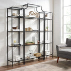 Crosley Furniture Aimee 3-Piece Bookshelf Set with Glass Shelves, Bookcase Storage, Oil-Rubbed Bronze