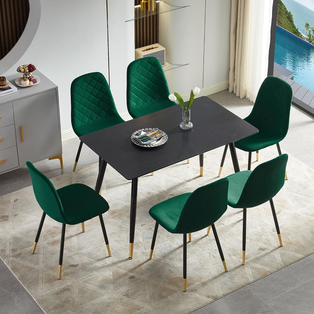 Velvet Green Dining Chairs Set of 4 - Upholstered Kitchen & Dining Room C...