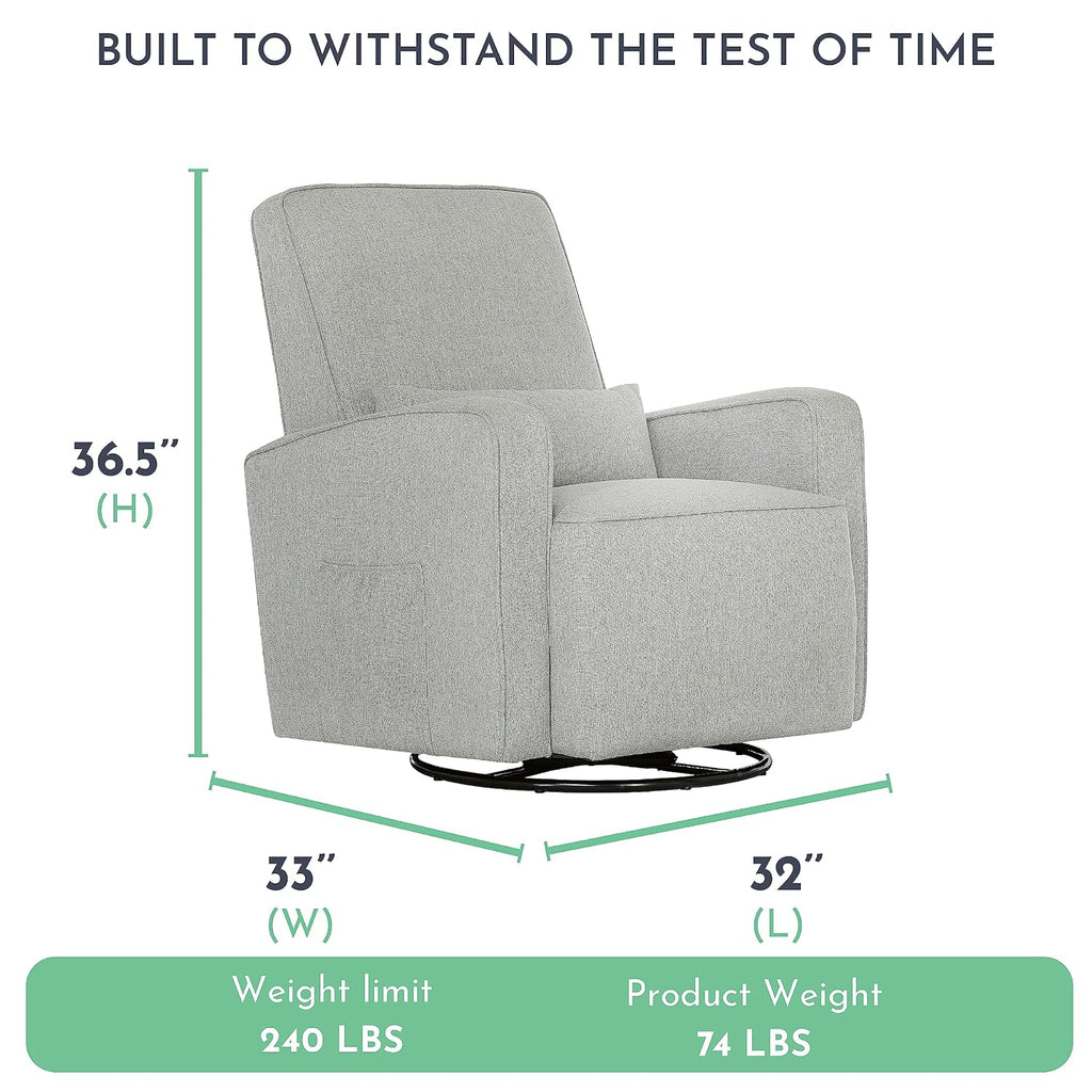 Evolur Holland Upholstered Plush Seating Glider Swivel, Glider Chair for Nursery in Harbor, Modern Nursery Glider, Tool-Free Assembly, Easy to Clean, Environmentally Conscious Glider