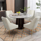 Modern Velvet Dining Chairs Set of 6, Contemporary Upholstered Furniture Collection with Polished Gold Metal Legs, Elegant Accent Chairs for Kitchen Living Room(White)