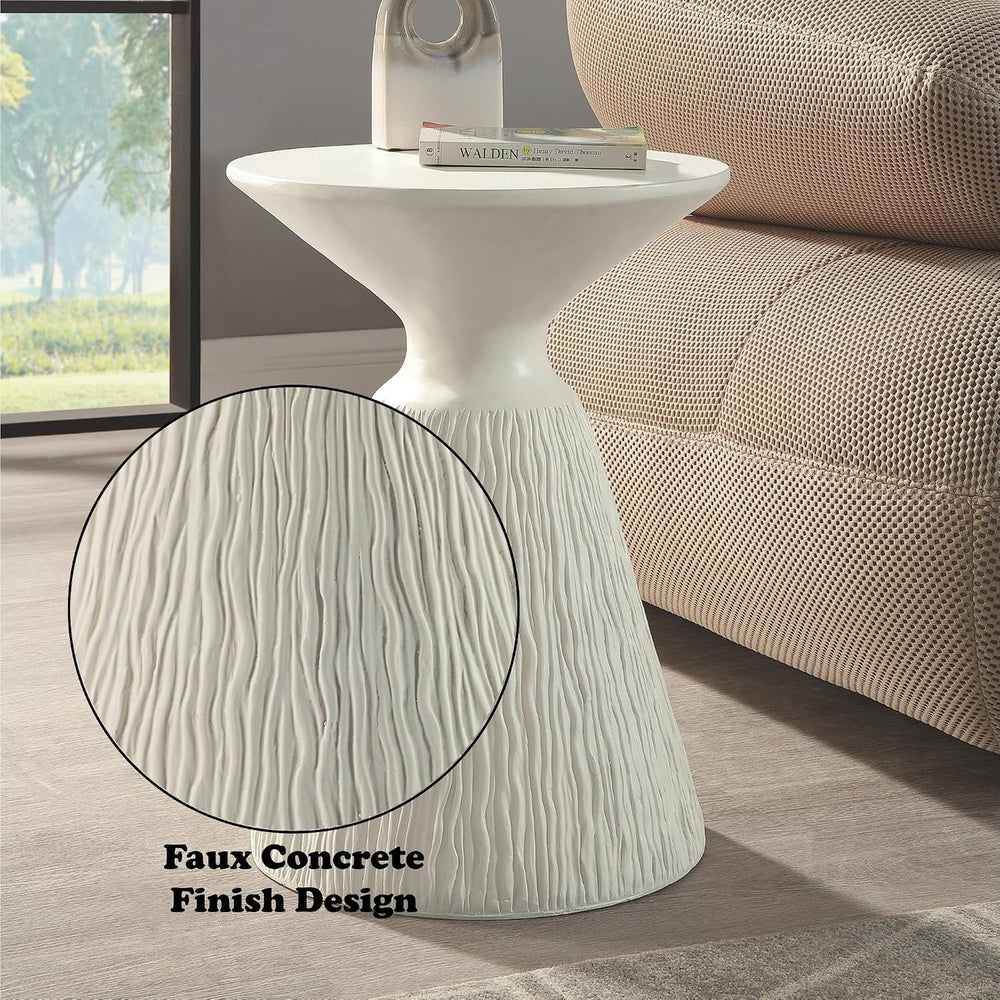 ø16'' Faux Concrete Cement Round Side Table End Table for Living Room...