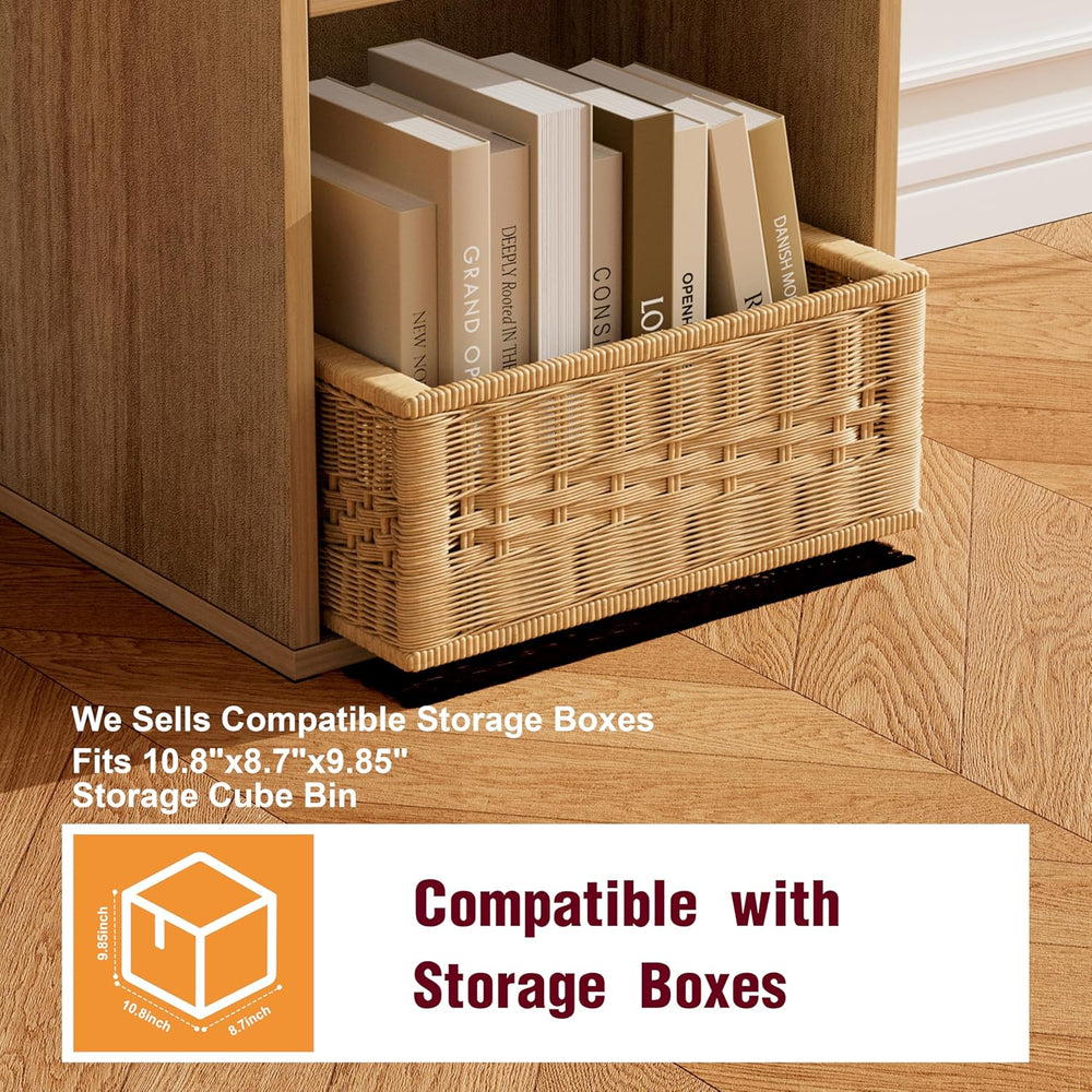 Book Shelf, Wooden Cube Storage Organizer with 11" Open Cubes, Stackable...