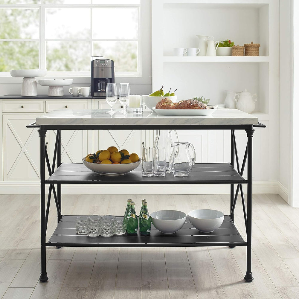 Crosley Furniture Madeleine Kitchen Island with Shelves for Storage, Microwav...