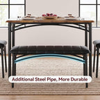 Garvee Dining Table Set for 4, Kitchen Table with Upholstered Bench and 2 Chairs, 4-Piece Wooden Dining Table Set for Apartment, Dining Room, Small Space, Brown