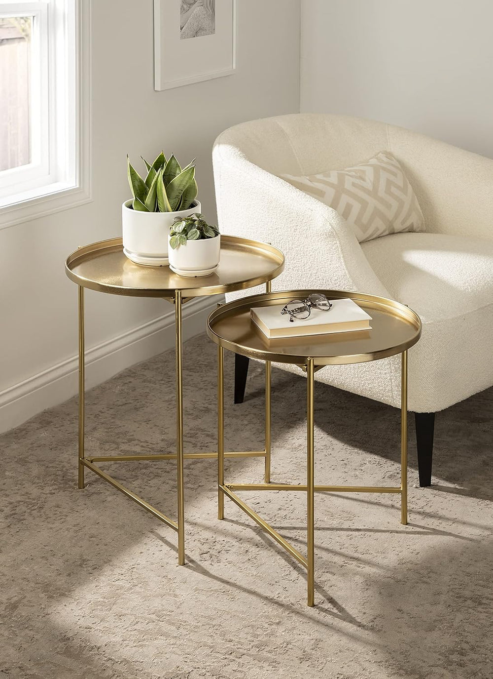 Kate and Laurel Ulani Modern Nesting Side Table; Set of 2; Gold; Sophisticate...