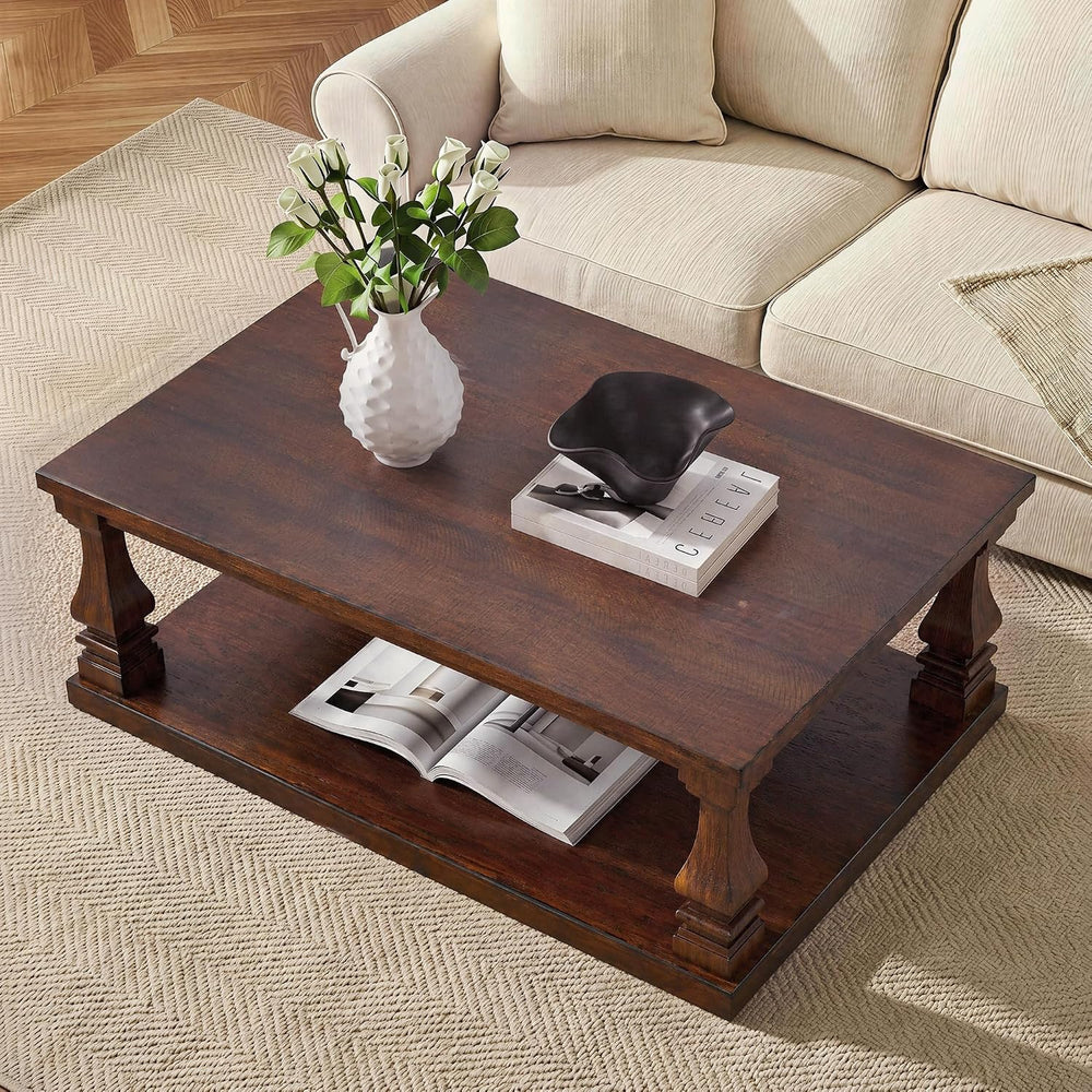 Farmhouse Living Room Table Set,Rustic Wooden Coffee Table Set of 3,Coffee Tb...